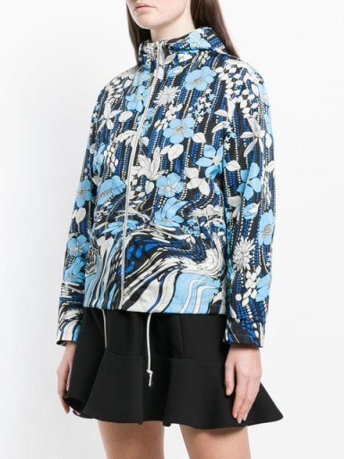 PRADA floral print windbreaker jacket in turchese ~ casual blue designer jackets - flipped