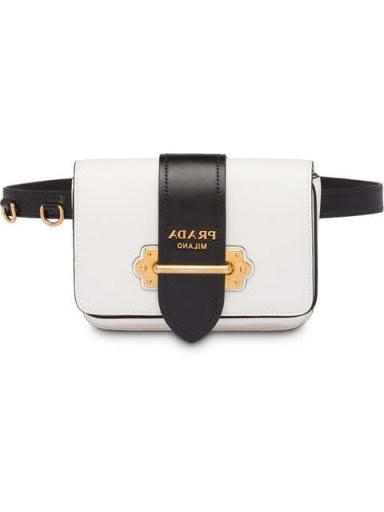 PRADA Cahier black and white leather belt bag ~ luxe accessory - flipped