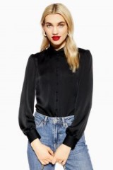Topshop Rouleau Button Shirt in Black | feminine shirts