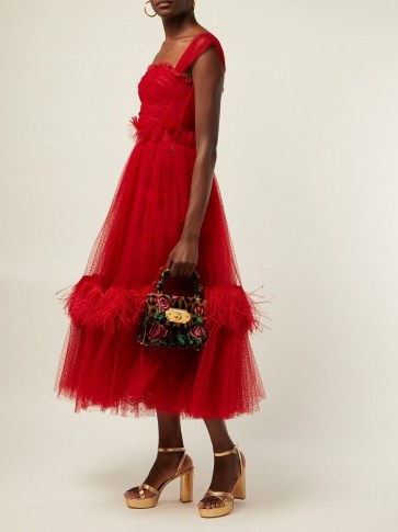 DOLCE & GABBANA Ruffle-trimmed red tulle & feather gown ~ gorgeous Italian clothing - flipped