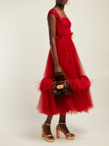 DOLCE & GABBANA Ruffle-trimmed red tulle & feather gown ~ gorgeous Italian clothing