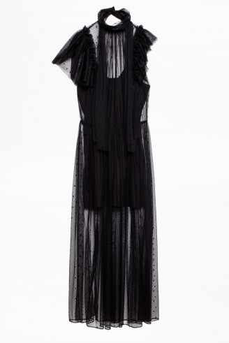 Zadig & Voltaire RULLE MESH DRESS in black tulle ~ party glamour