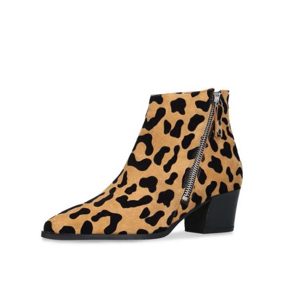 CARVELA SACRILEDGE Leopard Print Suede Block Heel Ankle Boots in tan - flipped