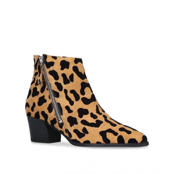 CARVELA SACRILEDGE Leopard Print Suede Block Heel Ankle Boots in tan