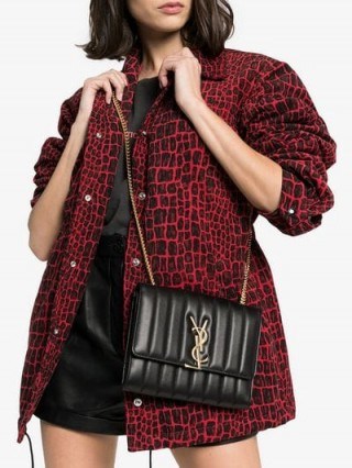 Saint Laurent Black Vicky Chain Mini Bag | chic leather brossbody - flipped