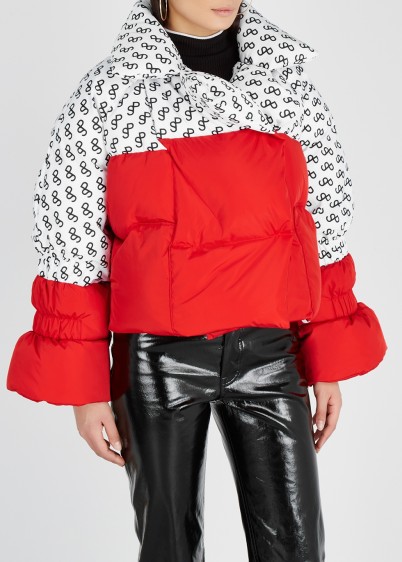 SAKS POTTS Star logo-print quilted shell jacket ~ snugly puffy jackets