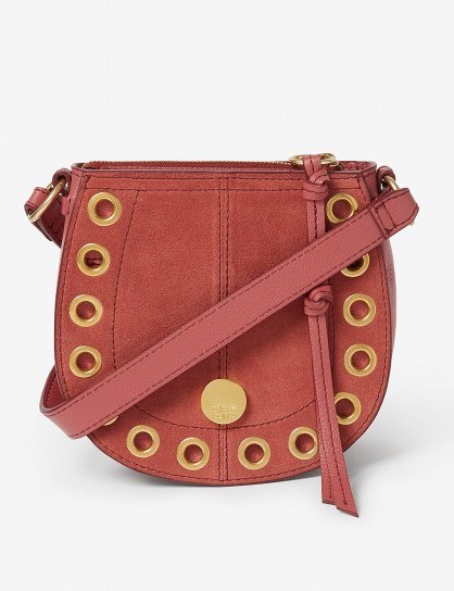 SEE BY CHLOE Grommet leather saddle bag in Rusty Pink - flipped
