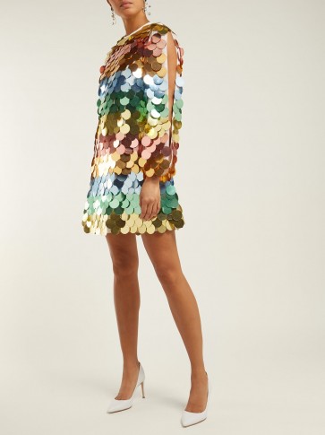 SARA BATTAGLIA Multicoloured Sequin mini dress ~ vintage style glamour