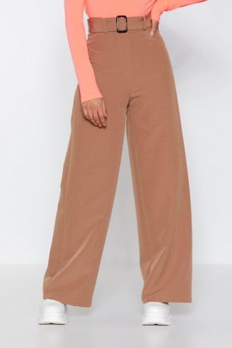 NASTY GAL Set Your Mind At Ease Wide-Leg Pants in Camel – shades of brown
