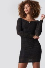 Trendyol Silvery Effect Midi Dress Black ~ ruched lbd ~ glamour
