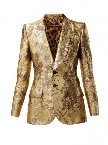 DOLCE & GABBANA Single-breasted gold floral-jacquard blazer ~ luxe Italian clothing - flipped