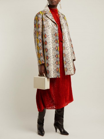 ROCHAS Single-breasted python-effect leather coat ~ luxe statement coats