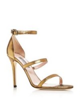SJP by Sarah Jessica Parker Women’s Halo Strappy High-Heel Sandals in Gold ~ strappy metallic heels