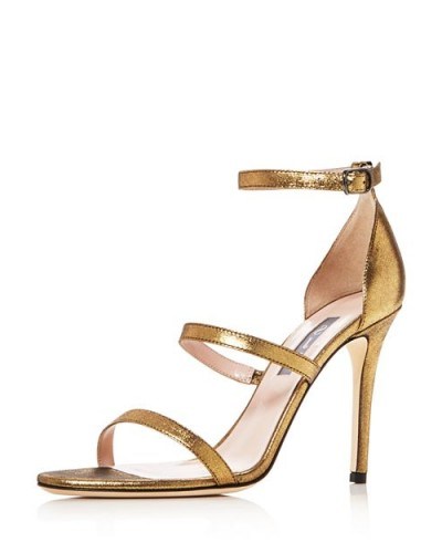 SJP by Sarah Jessica Parker Women’s Halo Strappy High-Heel Sandals in Gold ~ strappy metallic heels - flipped
