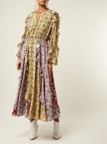 VALENTINO Spring Garden-print silk crepe de Chine midi dress ~ boho luxe - flipped