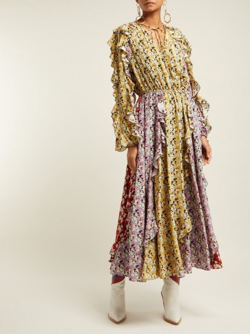 VALENTINO Spring Garden-print silk crepe de Chine midi dress ~ boho luxe