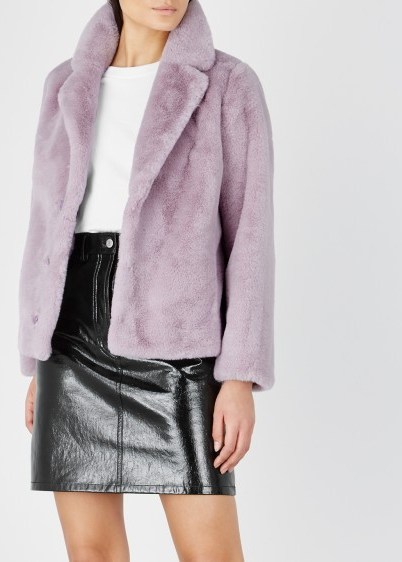 STAND Mariska lavender faux fur jacket ~ luxe lilac jackets - flipped