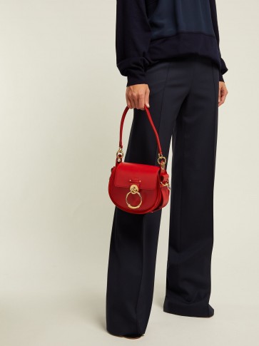 CHLOÉ Tess small red leather and suede cross-body bag