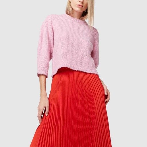 Tibi COZETTE ALPACA CROPPED PULLOVER in pink ~ soft luxe knitwear - flipped