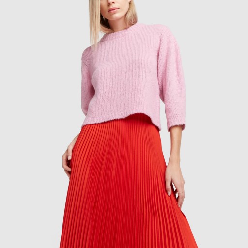 Tibi COZETTE ALPACA CROPPED PULLOVER in pink ~ soft luxe knitwear
