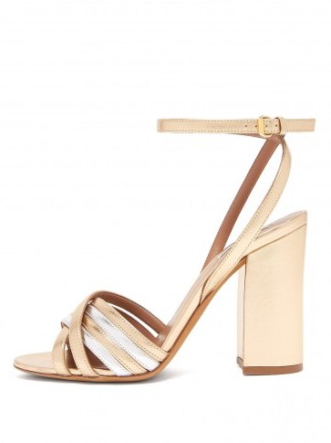 TABITHA SIMMONS Toni block-heel metallic-gold and silver leather sandals - flipped