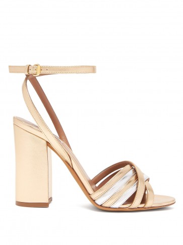 TABITHA SIMMONS Toni block-heel metallic-gold and silver leather sandals
