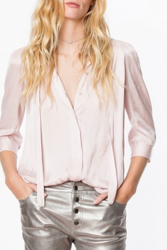 ZADIG & VOLTAIRE CHEMISE TOUCH SATIN in pink ~ luxe shirts