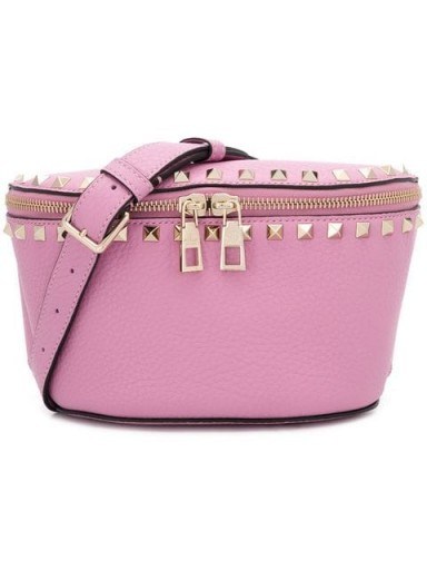 VALENTINO Rockstud pink leather belt bag ~ luxe fanny pack - flipped