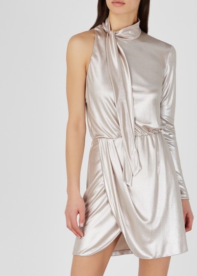 VERSACE COLLECTION Pearl metallic one sleeve jersey dress ~ luxe partywear - flipped