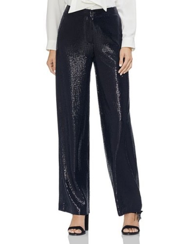 VINCE CAMUTO Sequined Wide-Leg Pants in classic navy ~ dark-blue sequin trousers
