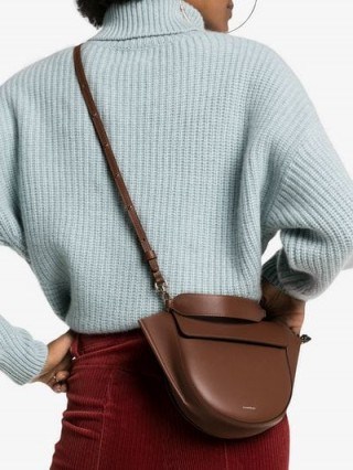 Wandler Brown Hortensia Mini Leather Shoulder Bag | small top handle bags - flipped