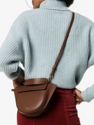 Wandler Brown Hortensia Mini Leather Shoulder Bag | small top handle bags