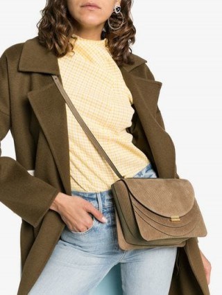 Wandler Camel Brown Luna Corduroy Shoulder Bag | textured handbags - flipped