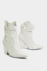 NASTY GAL West-Case Scenario Faux Leather Boot in White – western ankle boots