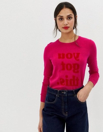 Whistles You Got This jumper in Pink – logo sweater - flipped