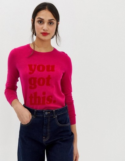 Whistles You Got This jumper in Pink – logo sweater