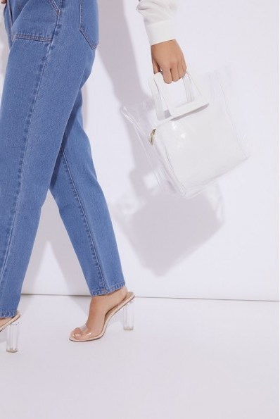 IN THE STYLE WHITE CROC PRINT CLEAR BAG ~ chic on-trend look - flipped