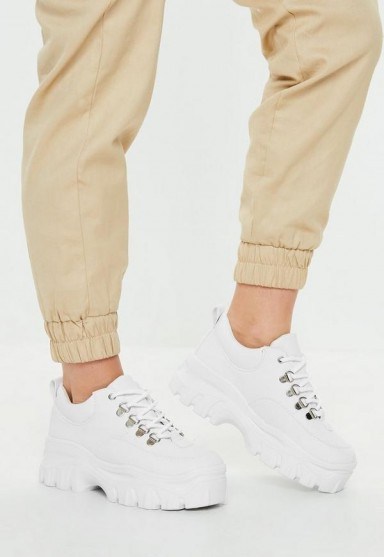 MISSGUIDED white super chunky sole trainers – sporty footwear - flipped