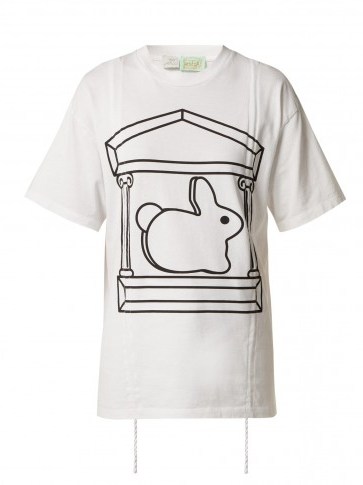 HILLIER BARTLEY X Aries short-sleeved bunny print white cotton T-shirt - flipped