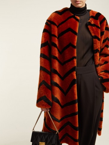 GIVENCHY Zigzag shearling coat in orange ~ winter luxe