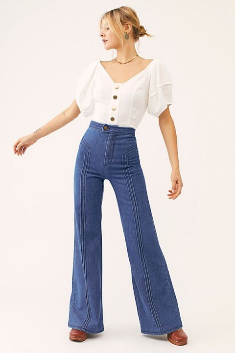 Stoned Immaculate Annie Flares in 70s Blue | retro denim - flipped