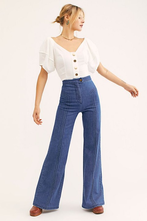Stoned Immaculate Annie Flares in 70s Blue | retro denim