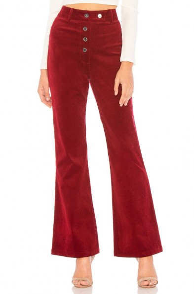 About Us Liv High Waisted Corduroy Pants in Burgundy – red cord flares – retro trousers