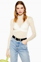 Topshop Abstract Swirl Funnel Top in Cream | sheer patterned tops