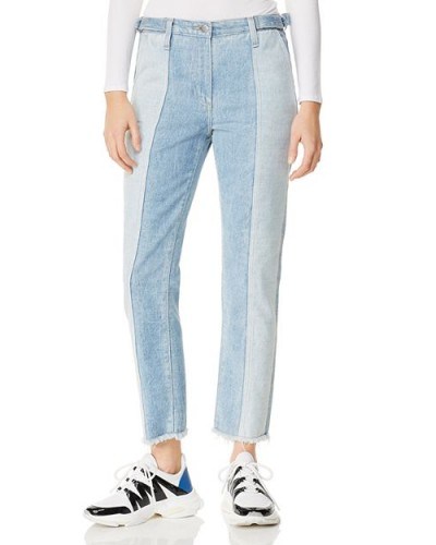 AG Isabelle Paneled Straight Jeans in Infamous ~ colour block denim - flipped