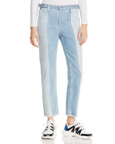 AG Isabelle Paneled Straight Jeans in Infamous ~ colour block denim