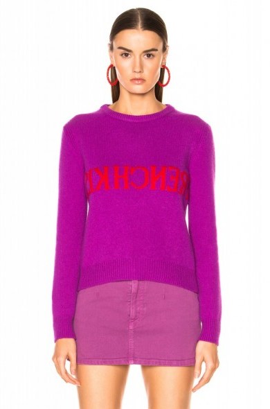 ALBERTA FERRETTI French Kiss Sweater in Purple | slogan knitwear - flipped