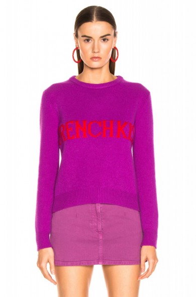 ALBERTA FERRETTI French Kiss Sweater in Purple | slogan knitwear