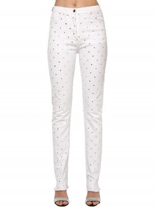 ALEXANDRE VAUTHIER CRYSTAL EMBELLISHED WHITE COTTON DENIM JEANS – casual luxe - flipped