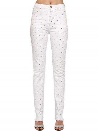 ALEXANDRE VAUTHIER CRYSTAL EMBELLISHED WHITE COTTON DENIM JEANS – casual luxe